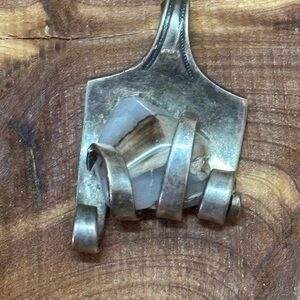 Vintage Artisan Silver Fork and Quartz Pendant